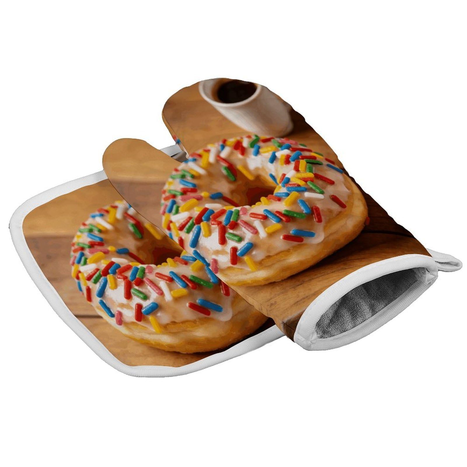 Fodpand Style Doughnut Oven Mitt Set With Lanyard, Cooking Mitt, Protective Thermal Insulation,Kitchen Mitt For Baking, Cooking, Grilling, Microwave