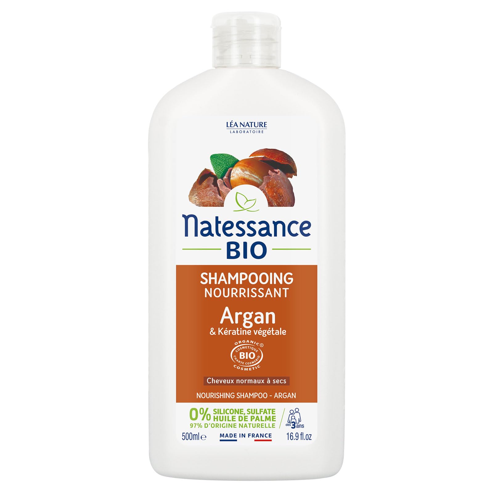 Natessance Nourishing Shampoo Organic Argan and Organic Vegetable Keratin 500ml