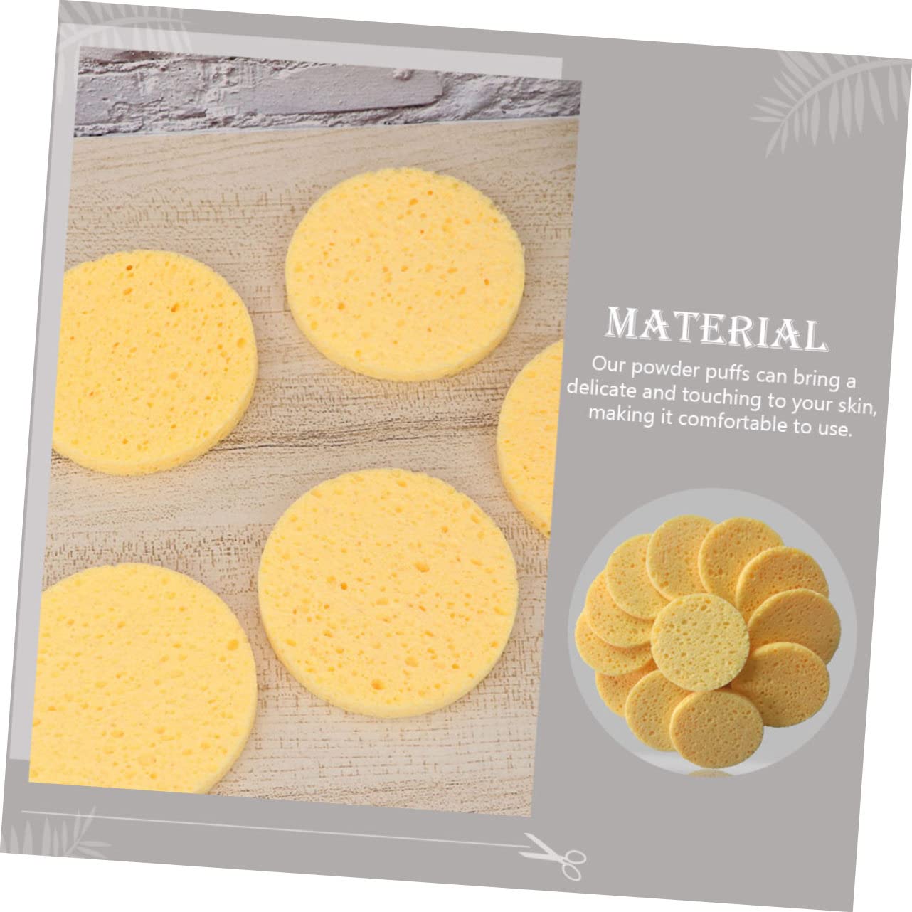 Kosmetikquaste Gelb, Abgerundet, Zellulose Schwamm | Make Up Werkzeug, Natürliche Wirkung, Spart Puder, 100 Stück Packung für Zuhause und Salon