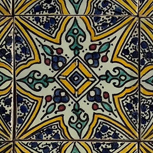Casa Moro HBF8190 - Azulejos de cerámica marroquí (10 x 10 cm, pintados a mano, artesanía de Marruecos), multicolor