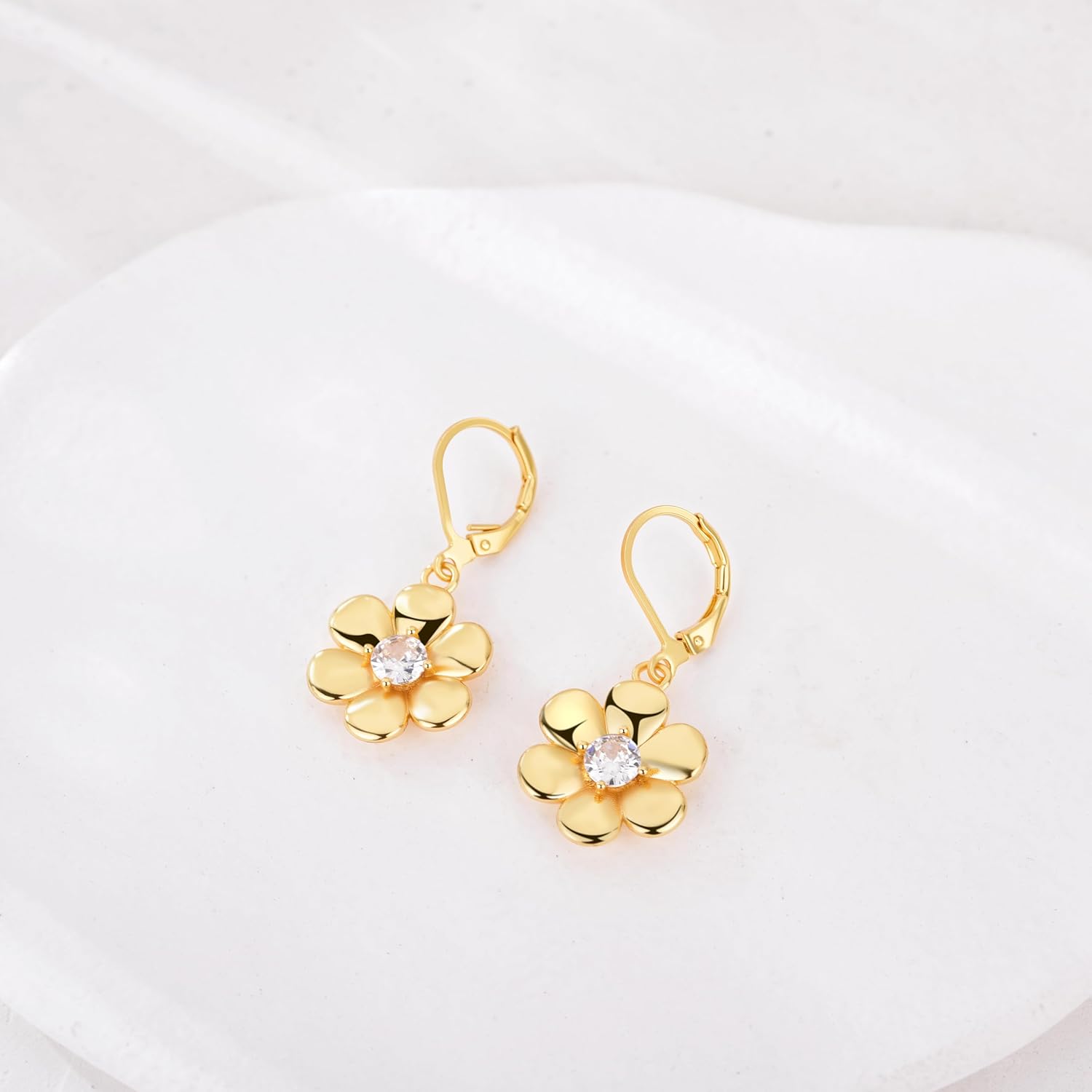 Flower Earrings Daisy/Sunflower Leverback Earrings Dainty Flower Drop Dangle Earrings Jewelry for Women Birthday - Image 3