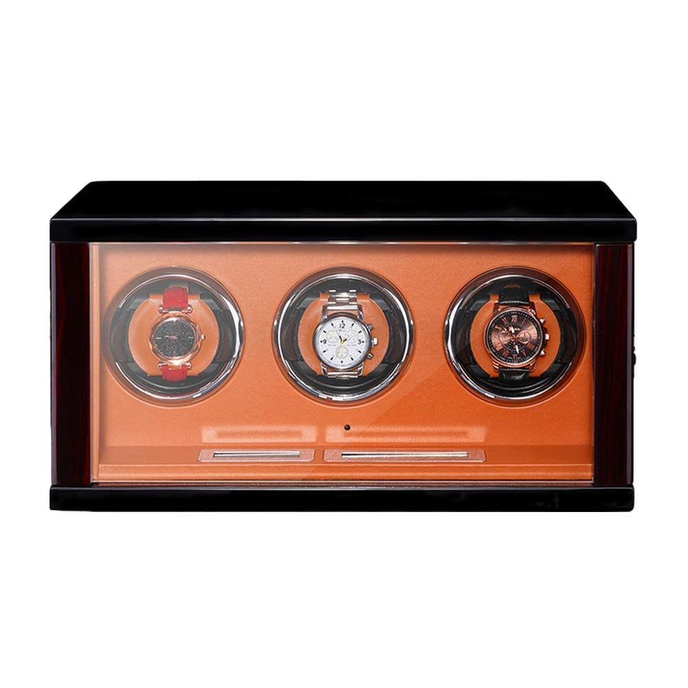 MYUYEE Watch Winder Wooden Watch Winder For Automatic Watches With Remote Control Lcd Touch Screen Display Built-In Led Light Adjustable Watch Pillows Watch Winder Display Watch