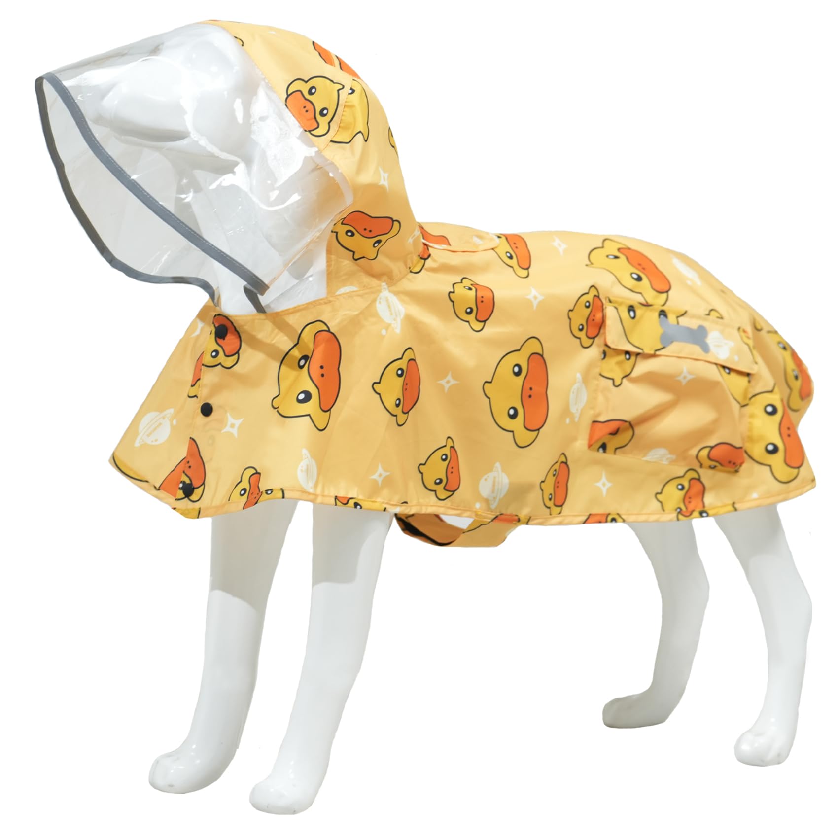 Dog Raincoat,Waterproof Rain Poncho with Hoodie, High Reflective Adjustable Pet Rain Jacket with Leash Hole for Small Medium and Large Dogs (Yellow