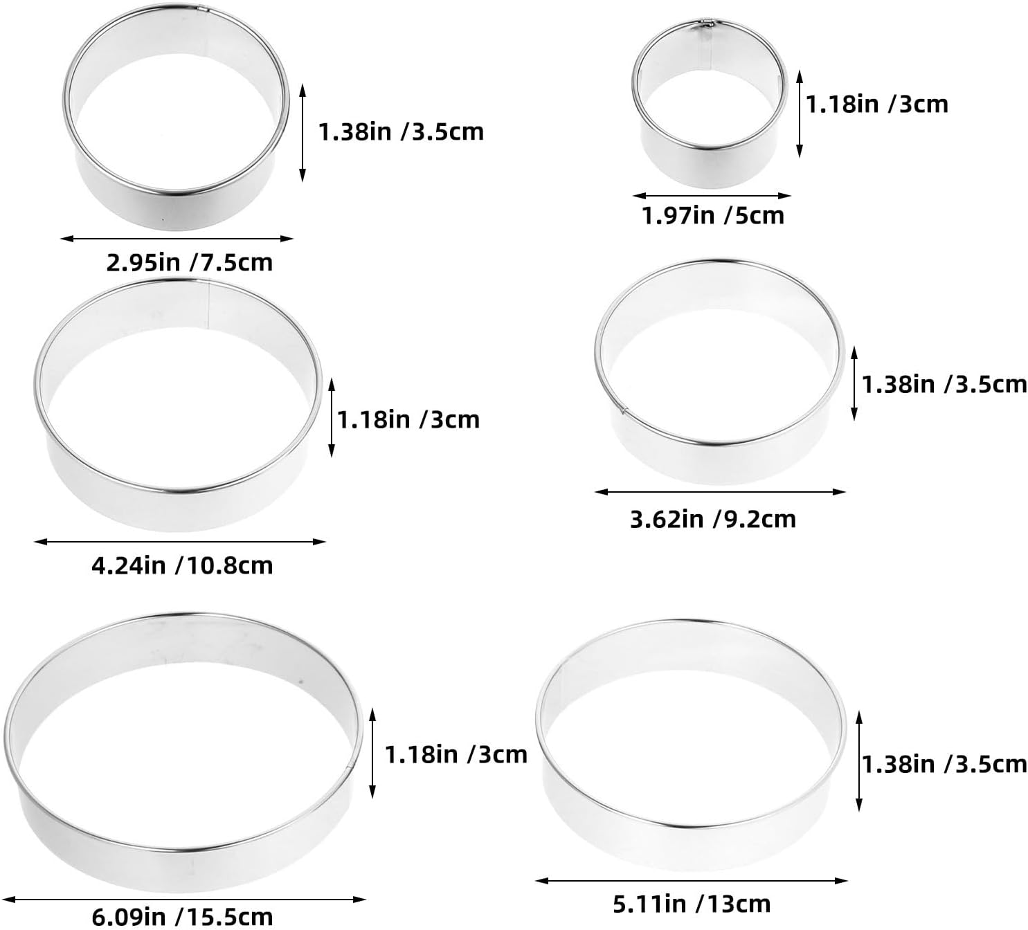 Stainless Steel Mousse Cake 12pcs Ring Mold Set