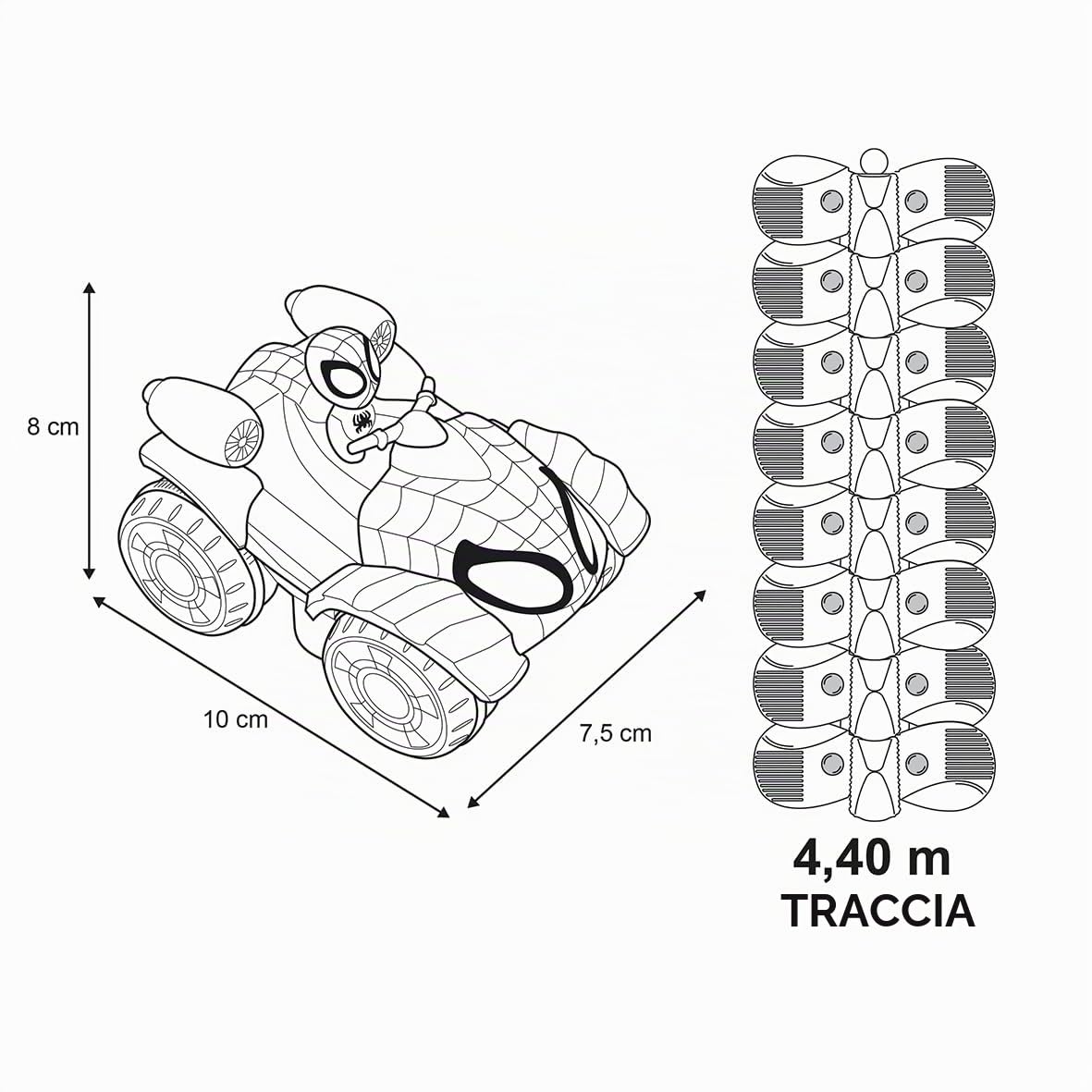 Smoby - Spidey FleXtreme Set Spin - 4 m40 di circuito per auto - 184 piste flessibili e modulabili + 1 veicolo morale effetti luminosi - 180926