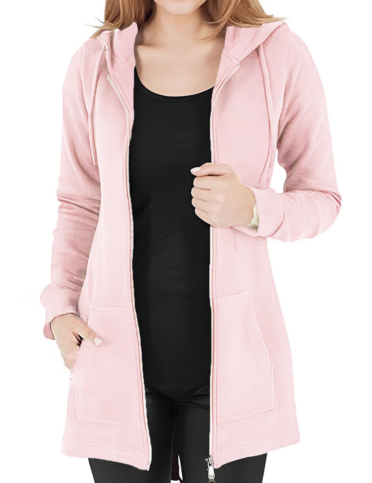 Tuopuda Donna Felpe con Cappuccio Giacca Elegante Scollo a V Top Manica Lunga Cardigan Felpe con Zip 2 Tasche Autunno Invernali Sweatshirt Cappotto Eleganti Pullover Hoodie Jumper