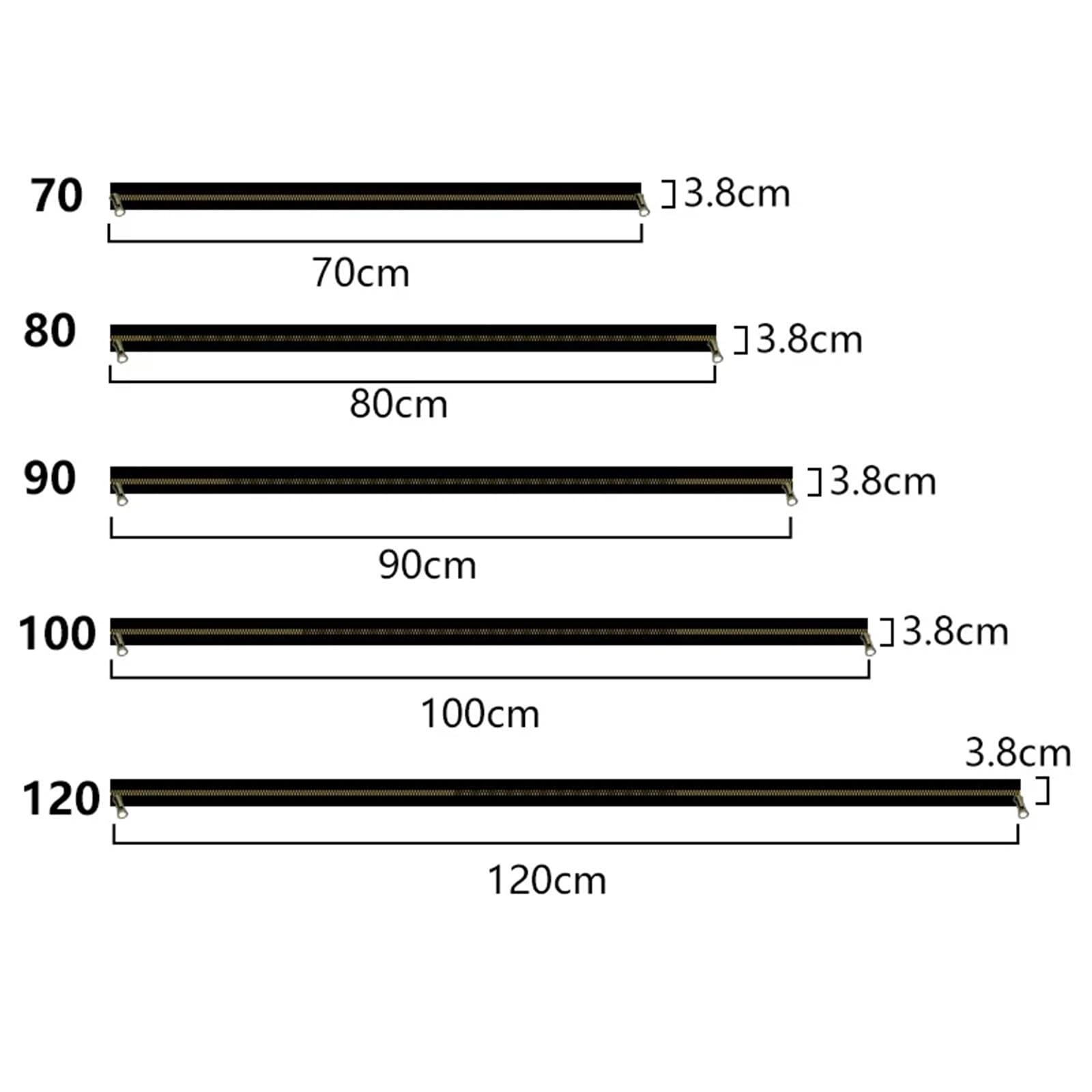 2 Pezzi 8# Cerniera In Metallo 70/80/90/100/120 Cm Doppi Cursori For Cappotto In Tessuto Piumino Giacca Riparazione Fai Da Te Abbigliamento Cucito Adatto per cappotti e giacche(Black,120cm)