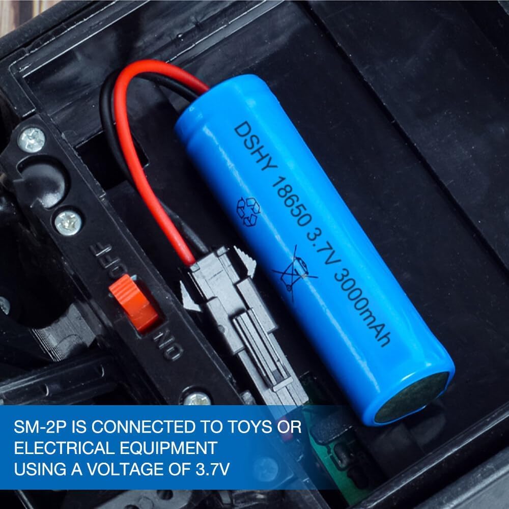Batteria 18650 3000mah 3.7v, TGKYK 6 pezzi Batterie 18650 Ricaricabili litio 3.7 v con connettore SM-2P, Batteria 18650 3,7v Litio Ricaricabile per carri armati RC, Auto, Passeggini, Barche, Robot