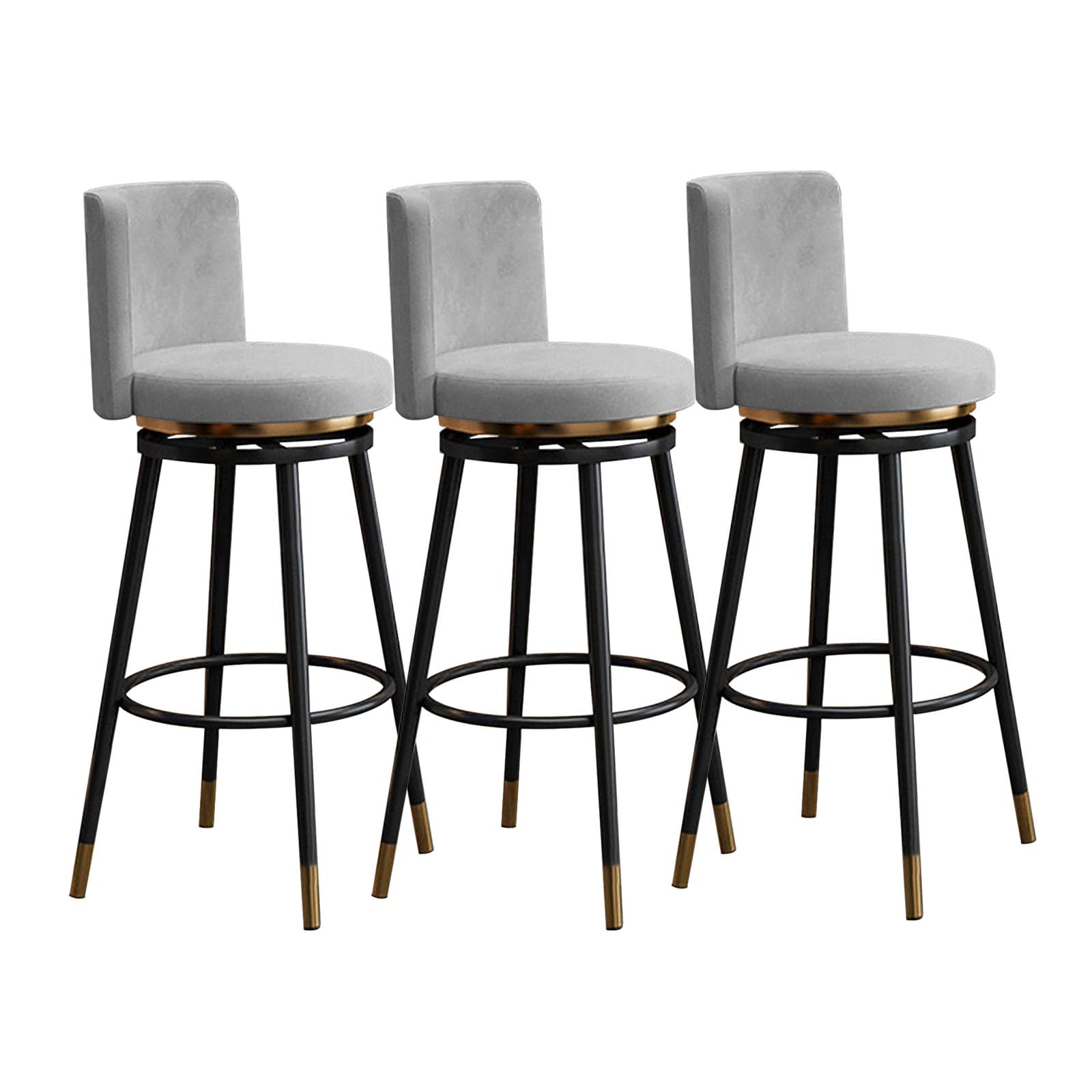 Juego de 3 taburetes giratorios de Terciopelo para Bar, sillas de Bar de 75