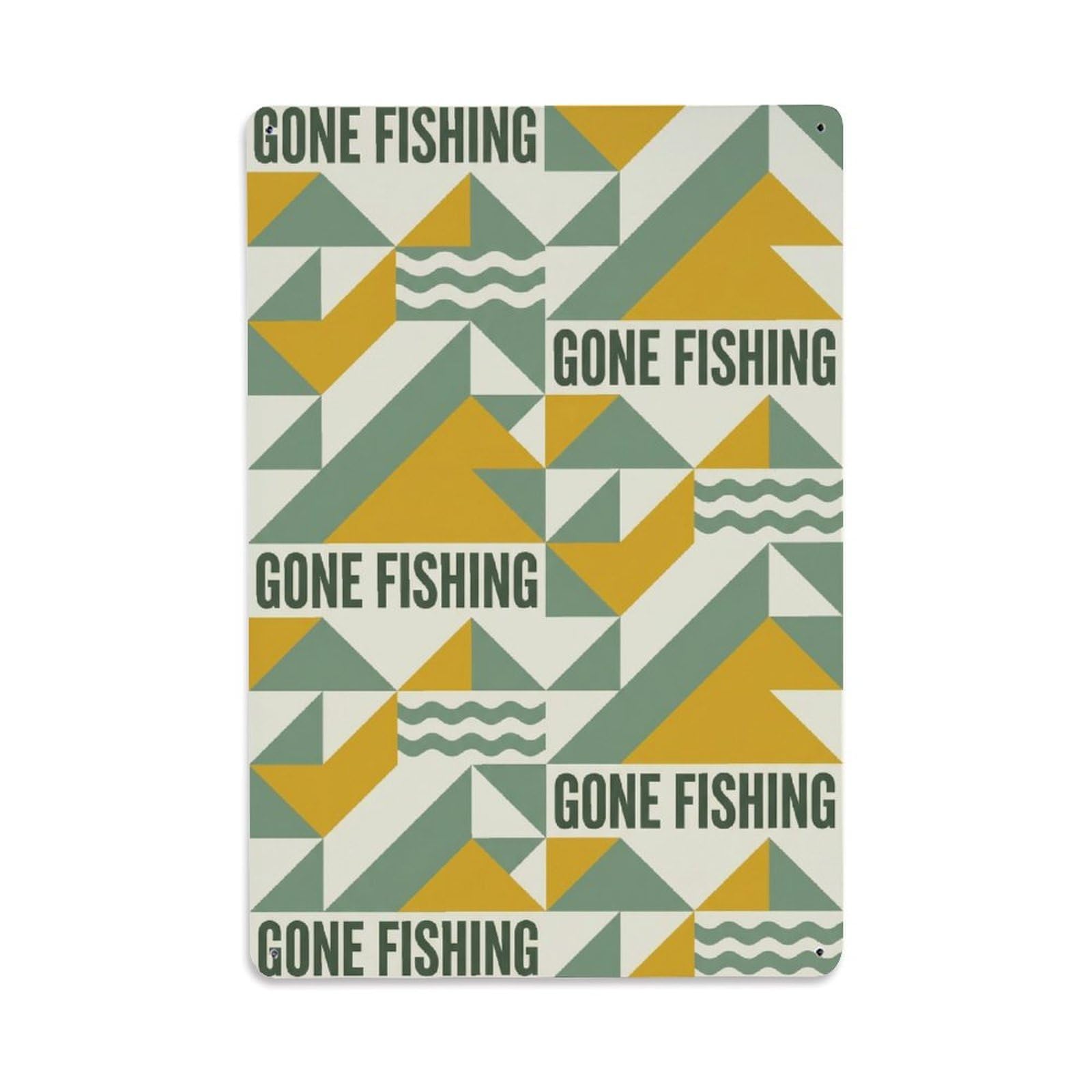 Gone Fishing Fishing Lodge 1 Vintage Metal Tin Sign Plaque Wall Decor for Cafe, Club, Garden Metal Poster 8x12Inch