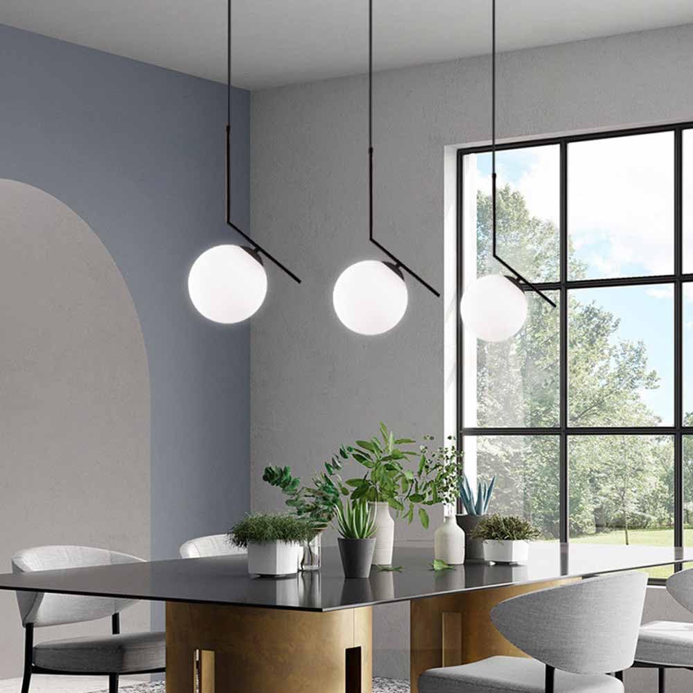 TRIVIDHA Lampade A Sospensione in Vetro Nordico Lampada A Sospensione in Vetro A Globo Bianco per Isola Cucina Moderne Lampade A Sospensione in Metallo per Camera da Letto Soggiorno Bar