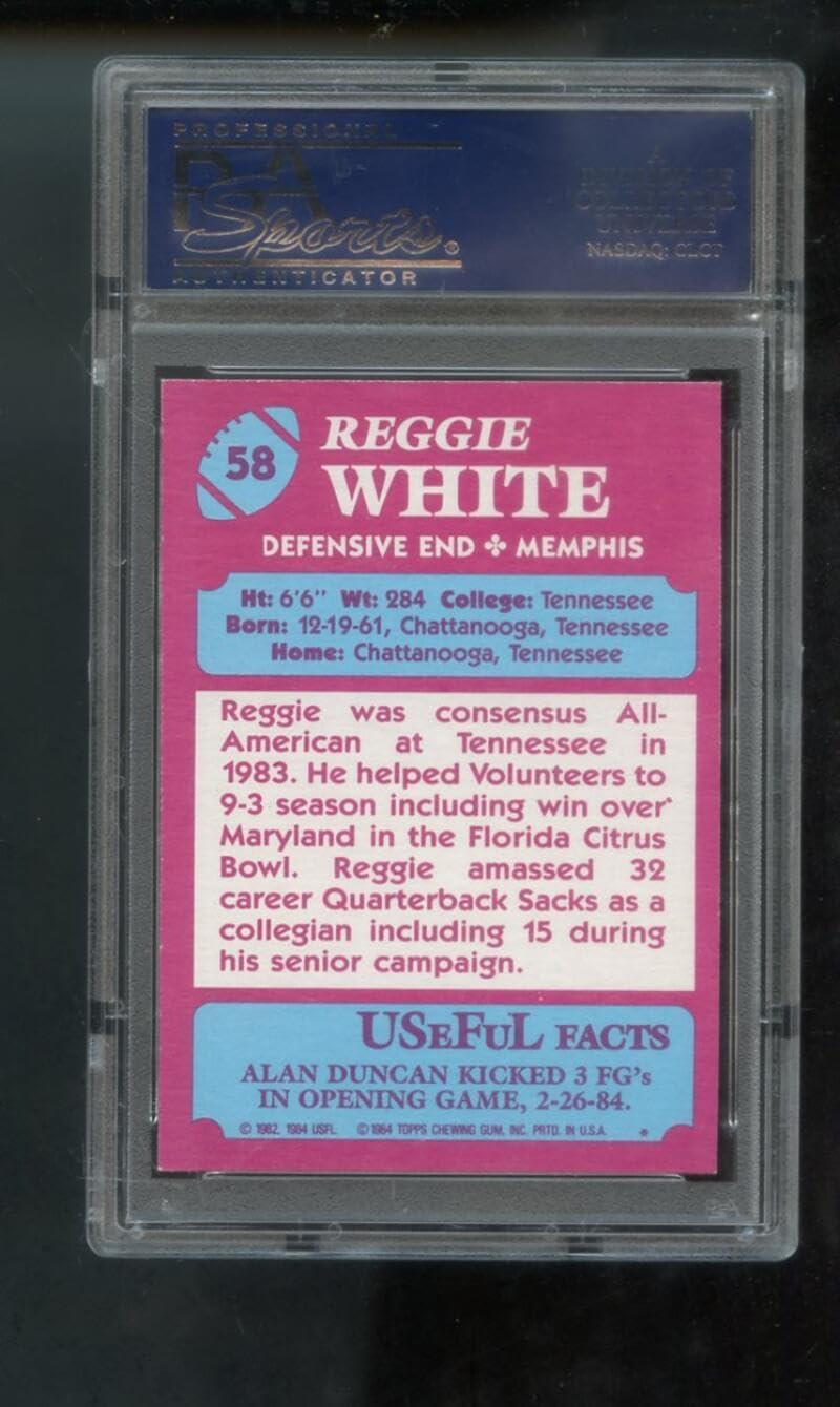 1984 Topps USFL #58 Reggie White ROOKIE RC PSA 8 Graded Football Card Showboats