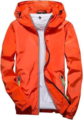 RTRDE Mens Lightweight Waterproof Rain Jacket Jacket With Hooded Hiking Coat Casual Windbreaker Jacket, M-7XL