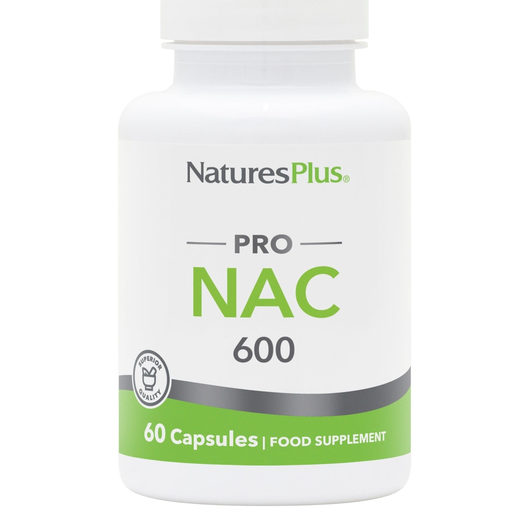 NaturesPlus PRO NAC 600 mg - High Strength N Acetyl Cysteine Supplement, Easy to Swallow, One a Day - Vegetarian, Gluten Free - 60 Capsules