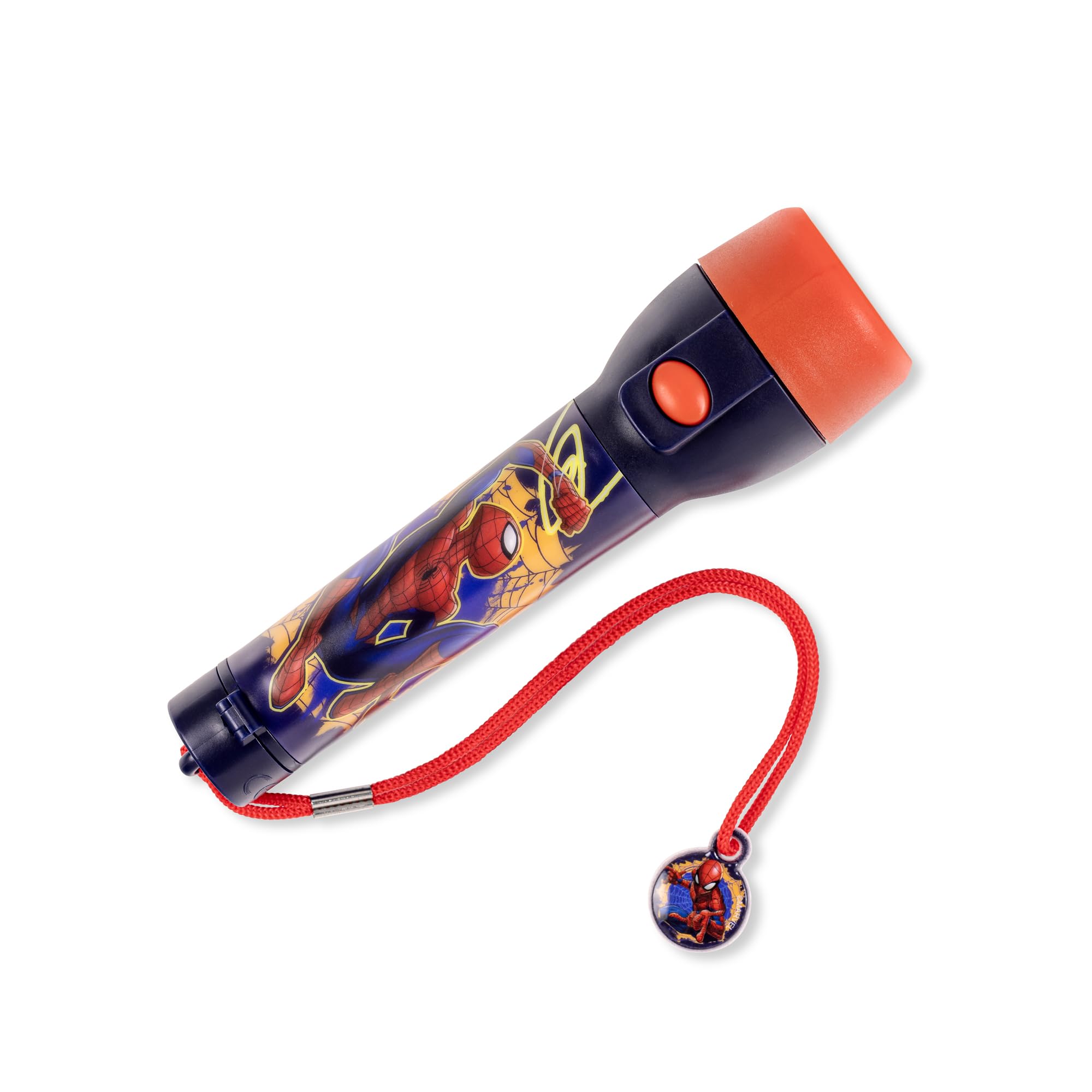 Disney Spiderman Kids Big LED Torch 16cm Plastic Non-Slip Flashlight for Outdoor Adventures, Camping, Hiking and Emergency Use