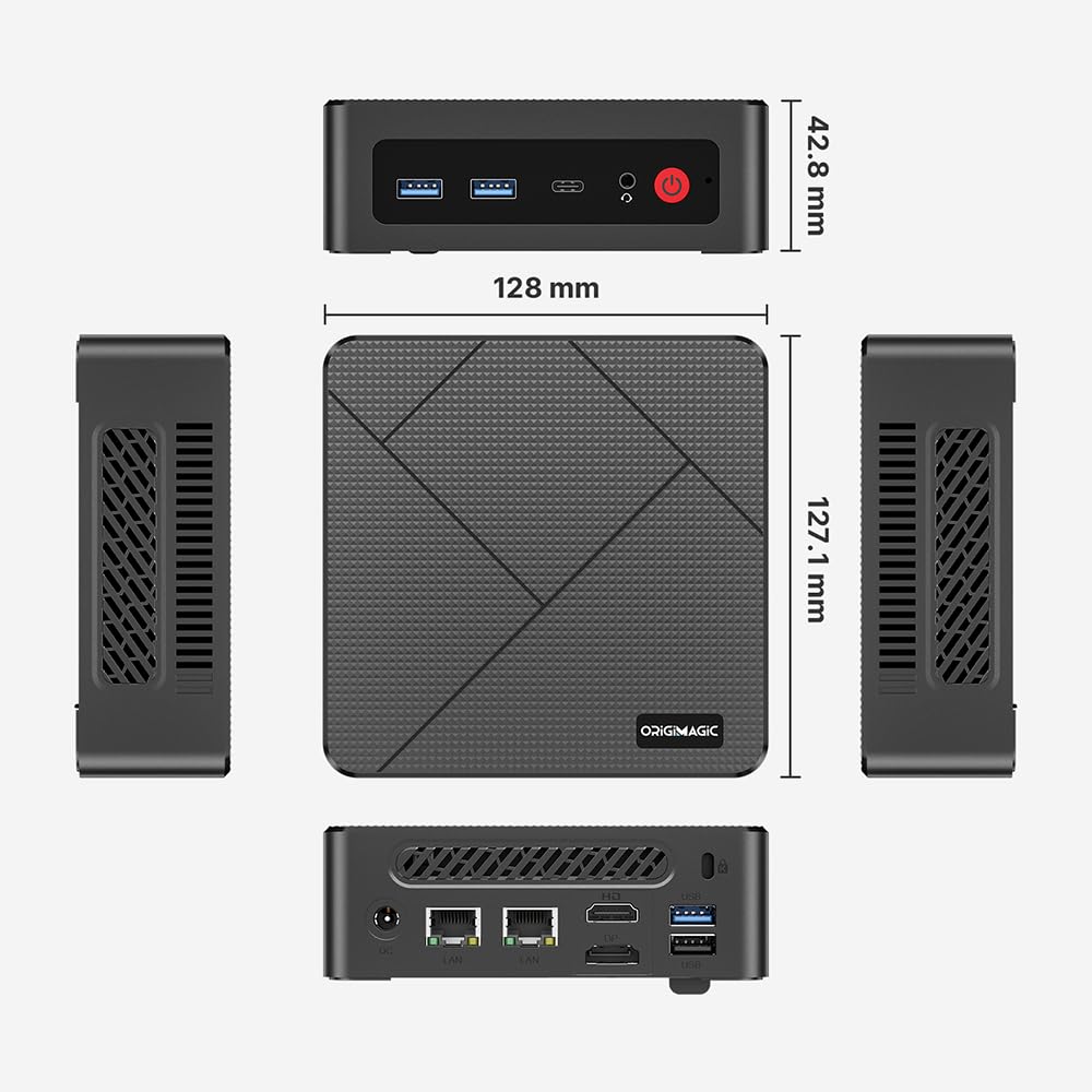 Origimagic C4 Mini PC Ryzen 5 3550H (4C/8T fino a 3,7 GHz),16GB DDR4/SSD da 512GB, supporto per Triplo display/Pre-OS11 Pro/WiFi 5/BT5.0/Doppia Ethernet,Computer desktop pc per ufficio/domestico/casa