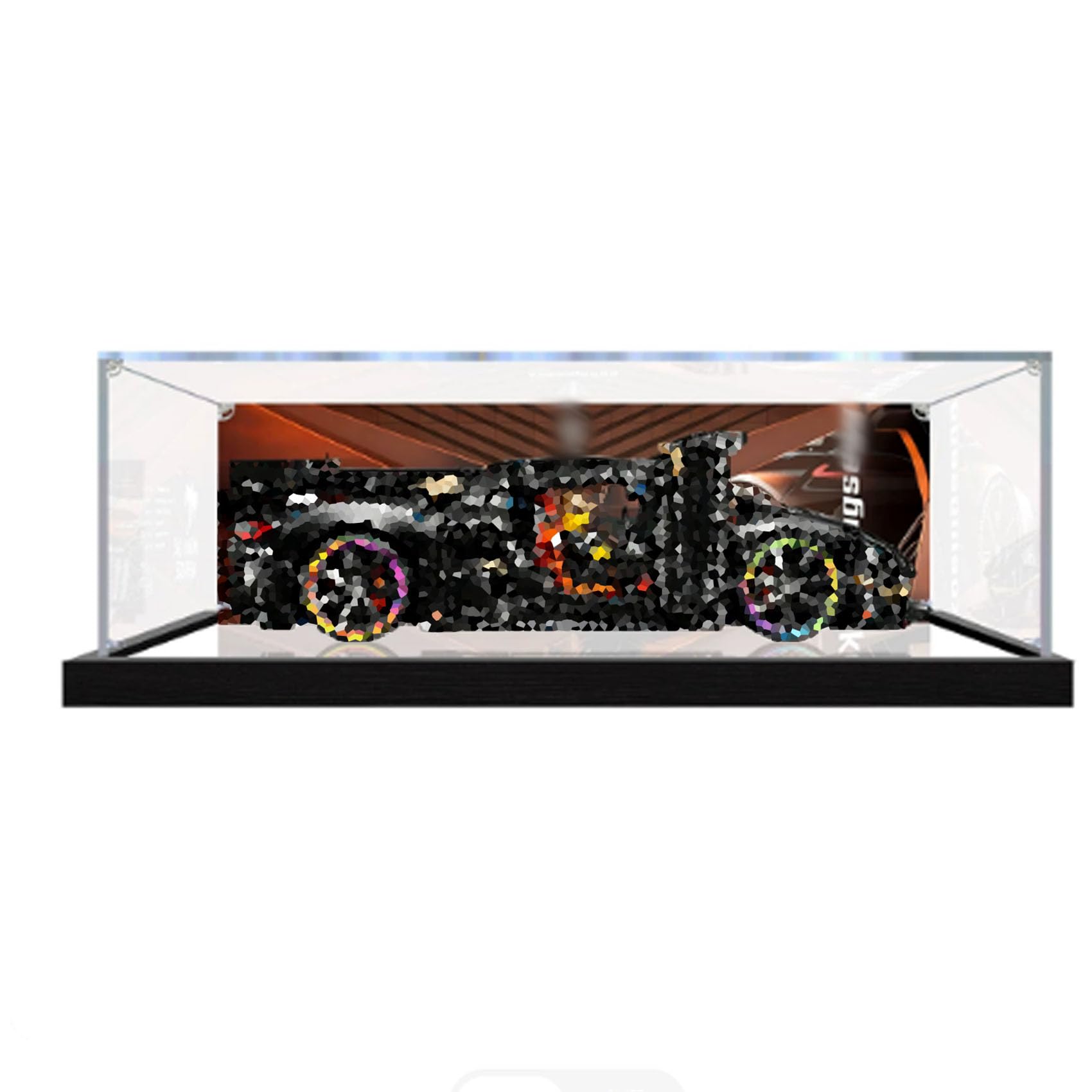 Dustproof acrylic Display Case for Le-go 42232 Racing Car Model-display box only (StyleC Background 3mm)