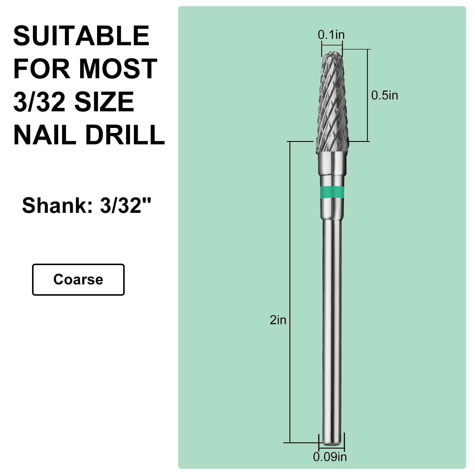 Punte fresa unghie coniche,punta per trapano elettronica per unghie in carburo di tungsteno a forma di cono per unghie in gel acrilico Rimozione nail forms per unghie,3/32 pollici(Grossolano)