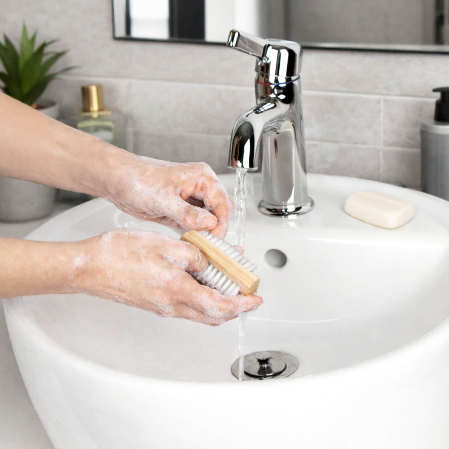 COM-FOUR® 3x szczoteczka do rak - drewniana szczoteczka do paznokci - dwustronna szczoteczka do mycia rak - szczoteczka do czyszczenia dloni i paznokci