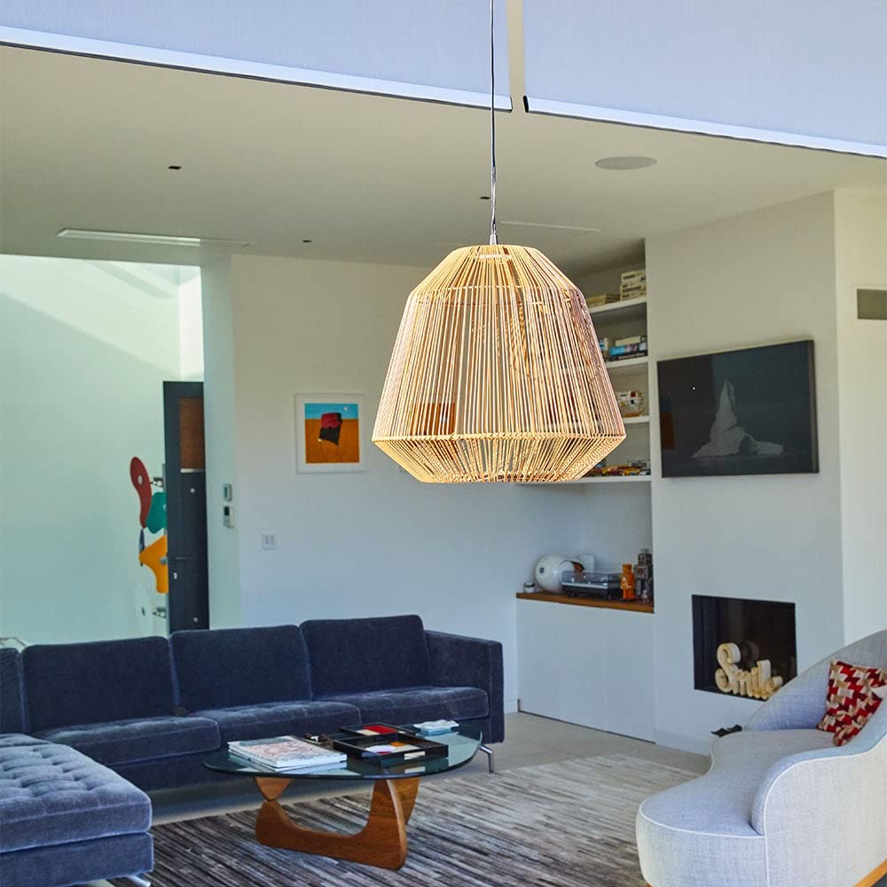 Lumisky MAYA Suspension solaire bohème LED blanc chaud H39cm vannerie tressée