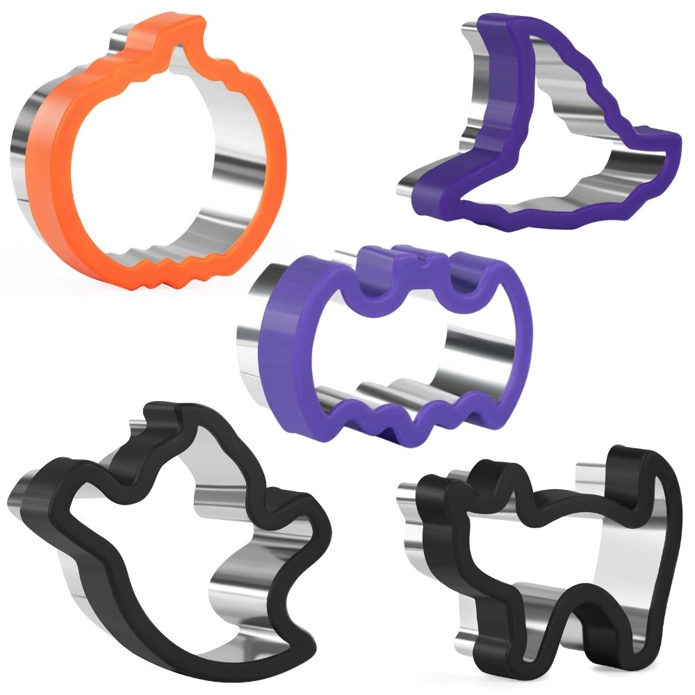 Lot De 10 Emporte-pièces Halloween En Inox - Citrouille, Chauve-souris, Fantôme, Chat - Pour Biscuits, Gâteaux