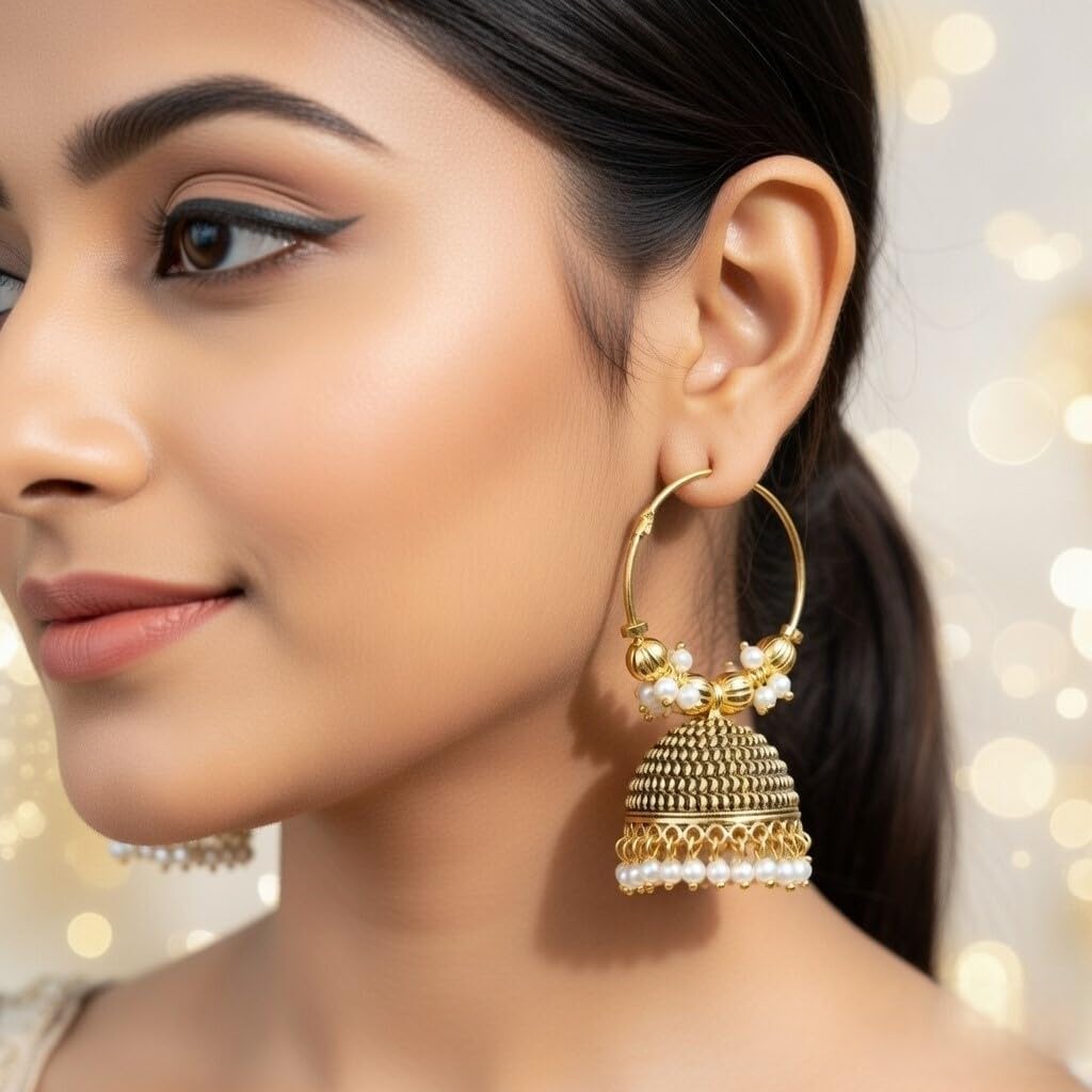 Efulgenz Indian Oxidized Hoop Jhumka Jhumki Earrings Boho Navratri Jewelry