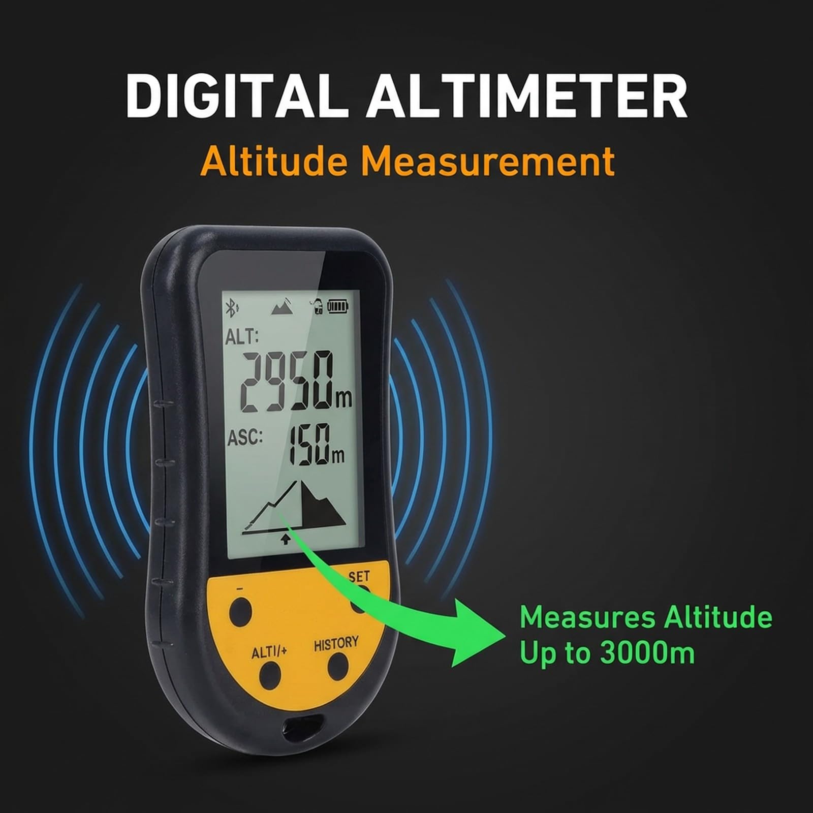 Altimetro Portatile Digitale Multifunzionale, Barometro, Bussola, Termometro con Display LCD Retroilluminato - Compatto, Resistente, Ideale per Escursionismo e Parapendio