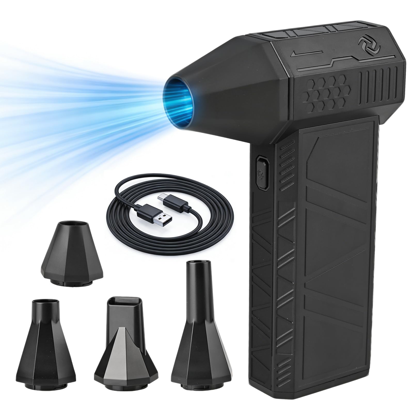 X3Max Compressed Air Duster 2026 Upgraded - 180000 RPM Brushless Electric Blower, 3-Speed Turbo, 4 Nozzles, Rechargeable Cordless Duster for Keyboard