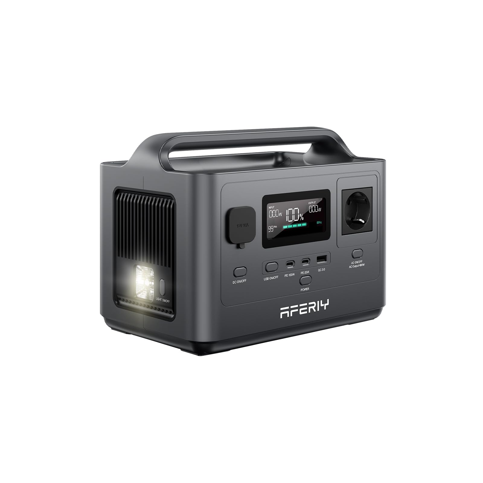 AFERIY 400W Tragbare Powerstation, 256Wh LiFePO4 Batterie, 1,2 Stunde Schnellladung, 5 Anschlüsse, Sinuswellen 230V, USV, Solargenerator für Camping, RV, Outdoors