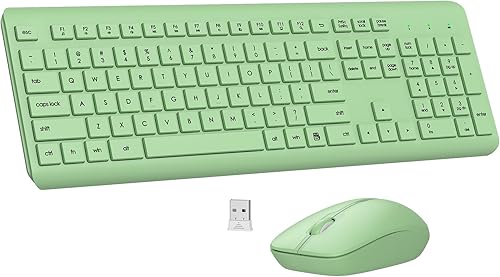 Miniatura 8 de Combo de teclado y mouse inalámbricos, teclado ergonómico silencioso de tamaño completo y mouse, batería de larga duración, mouse óptico, teclado de