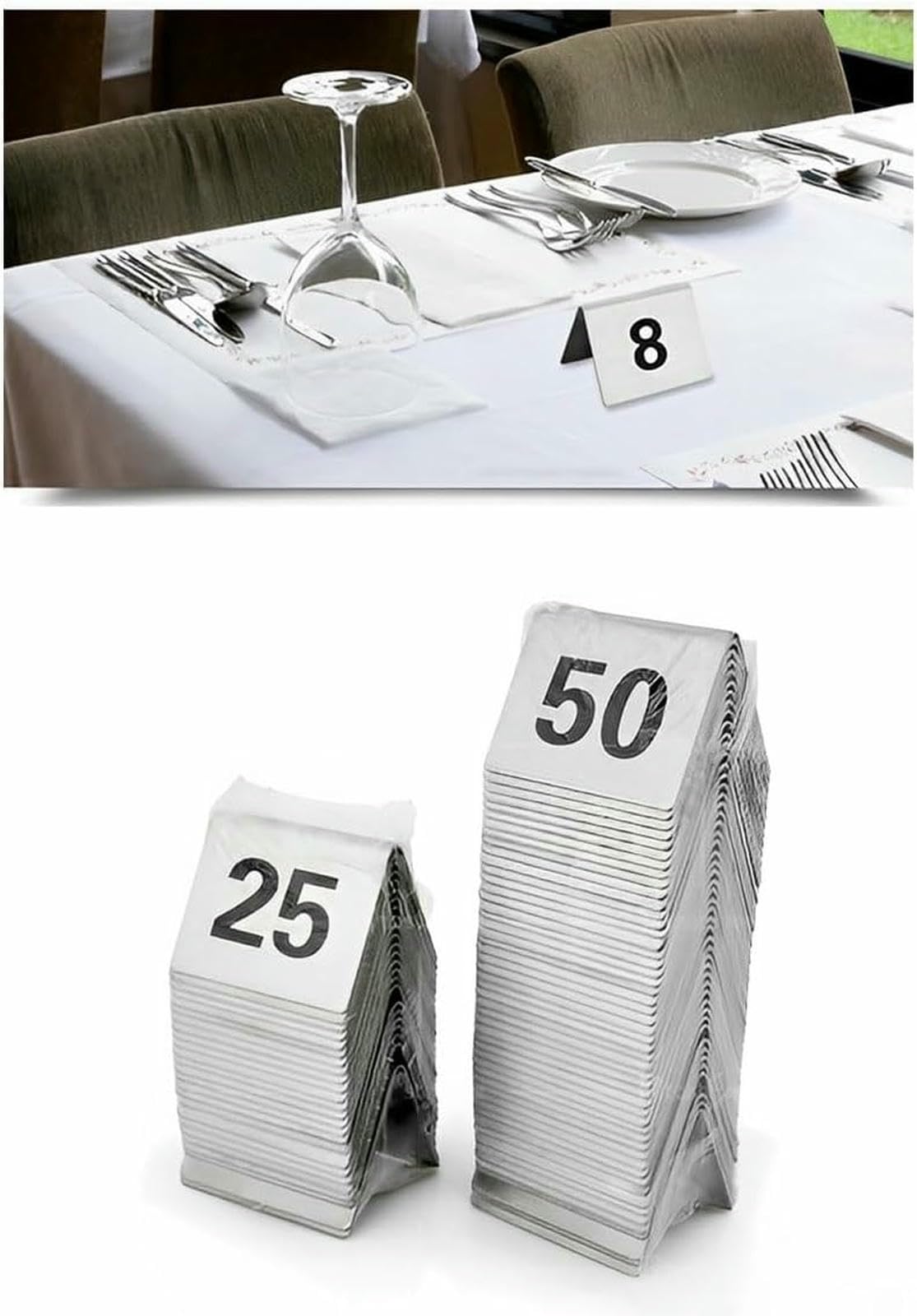 Números de Mesa Tipo Carpa de Acero Inoxidable, número Digital para Restaurante, Placa apilable para Mesa, Soporte para número de Mesa para Cocina, Comedor