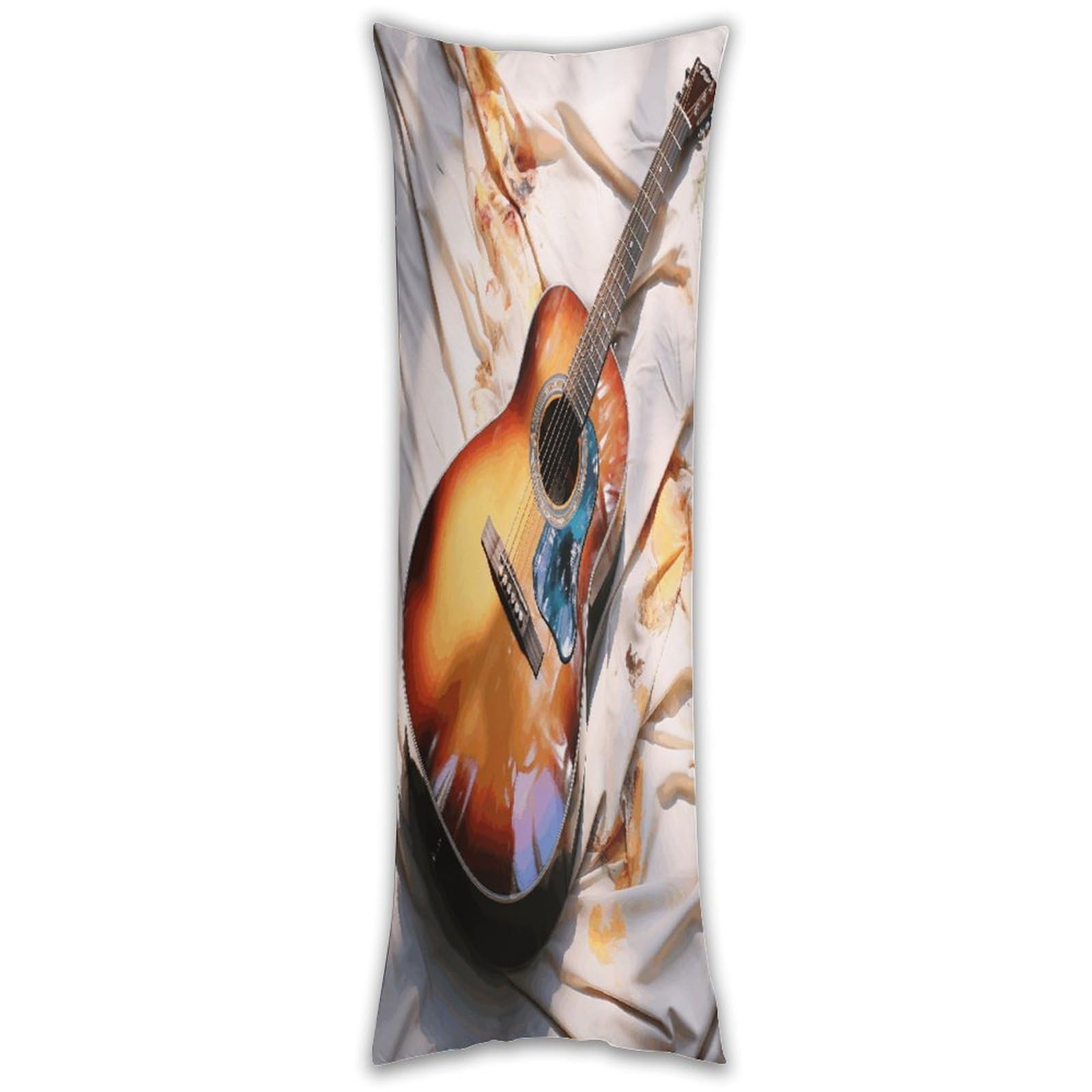 Watercolor Acoustic Guitar Pillow Cases Breathable Vertical Long Pillowcase Body Pillowcase with Hidden Zipper Closure Soft and Cozy Pillow Cover 20x54 Inches for Bedroom Couch