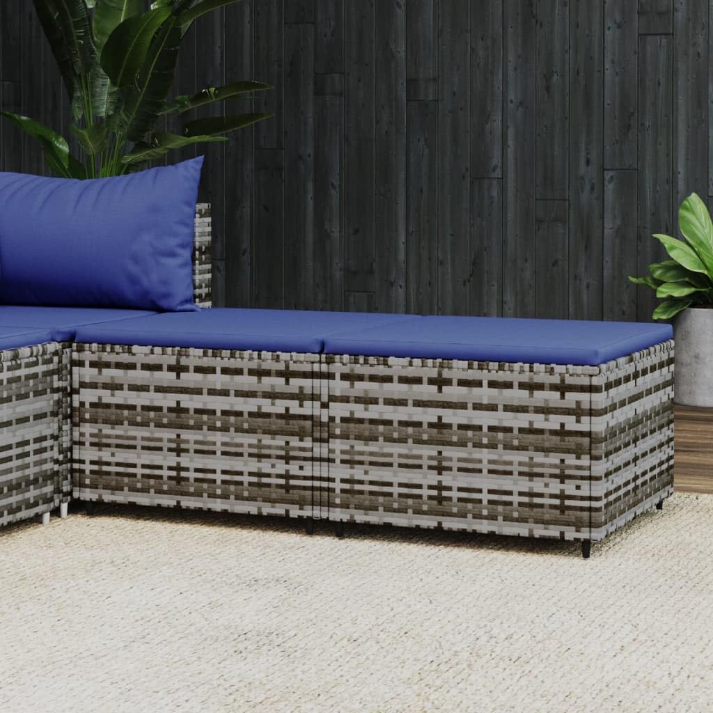 vidaXL Repose-Pieds de Jardin et Coussins 2 pcs Gris résine tressée, Pouf, Pouf Ottoman, Tabouret de Jardin, Repose-Pieds, Repose-Pieds extérieur