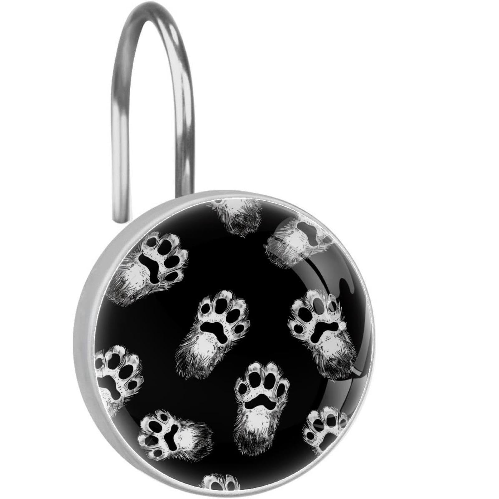 Crochets de rideau de douche anti rouille en inox et verre cristal pour tringle sans accroc