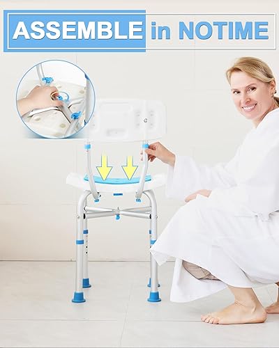 Miniatura 5 de FSA HSA Silla de ducha pesada para ducha interior con espalda, silla de ducha acolchada para bañera interior con barra de agarre, taburete de ducha