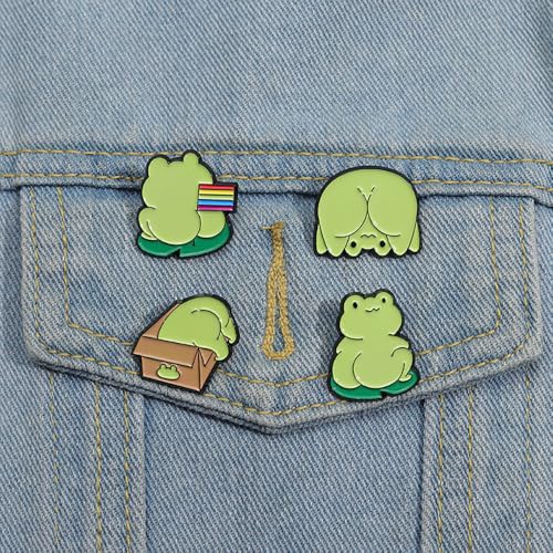 Image of Funny Animal Enamel Pins Set Corgi Frog Goose Cat Themed Badge Pins for Backpack Novelty Lapel Pins for Clothes Cartoon Brooches for Hats Bags Jackets