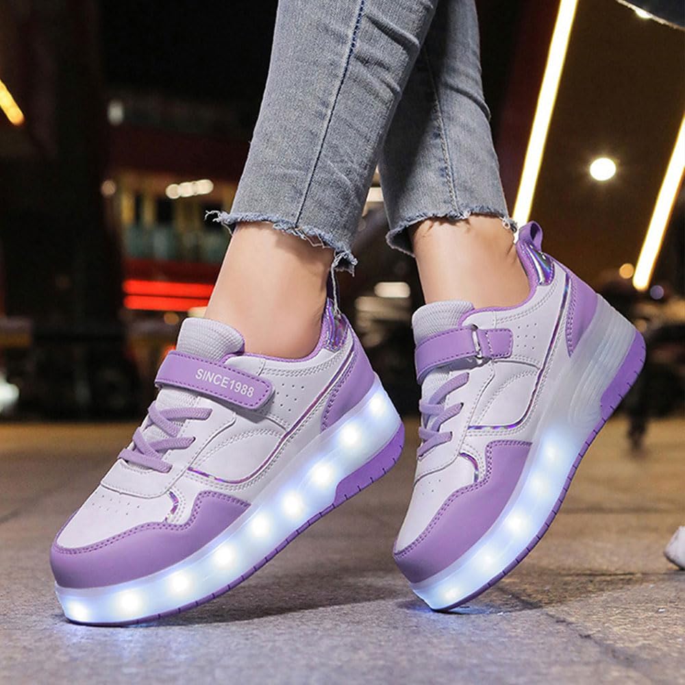 Hiseng Zapatillas con Ruedas Niña 29-40EU, Zapatos con Ruedas para Niñas Zapatillas con Ruedas Niño Zapatillas Patines Zapatos con Ruedas Zapatillas Ruedas Niña Multifuncionales Bambas con Ruedas