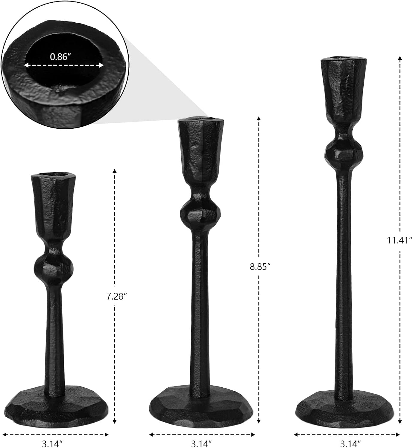 Iron Taper Candle Holder - Set of 3 Decorative Candle Stand image 3
