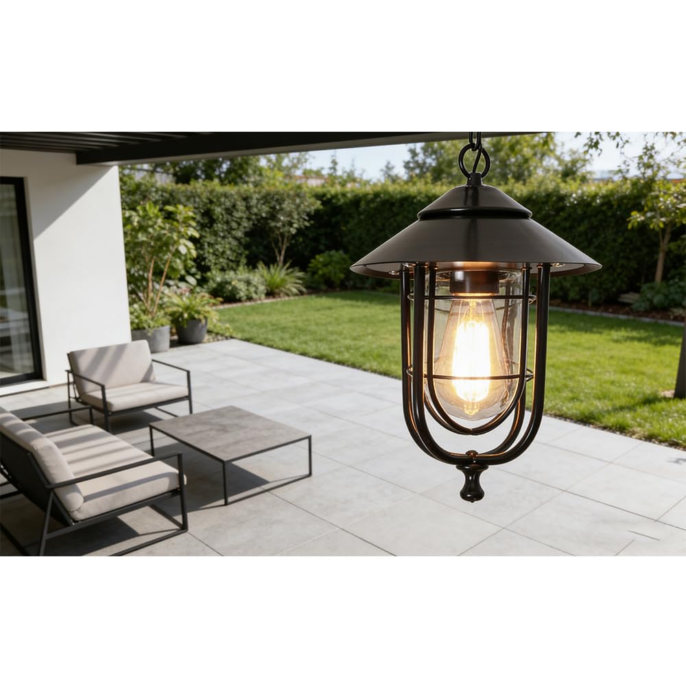 Chao Zan D Black Pendant Le Outdoor Ceiling Lighting Hanging Pendant Lights Antique E27 Waterproof Ip55 Rustic Hanging Lamp Patio Garden Entrance Hallway Balcony Entrance Pavilion Villa Grape Frame Pendant