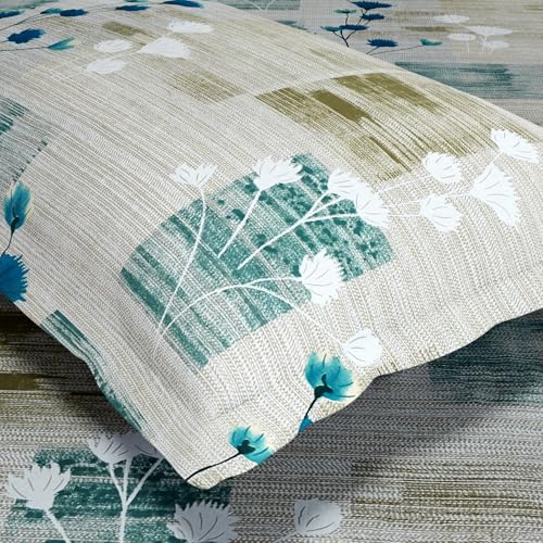 Image of Haus & Kinder King Size Bedsheet for Double Bed with 2 Pillow Covers 108 x 108 Inches | 144 TC Cotton Bedsheet for King Size Bed - Aqua Meadow Blue