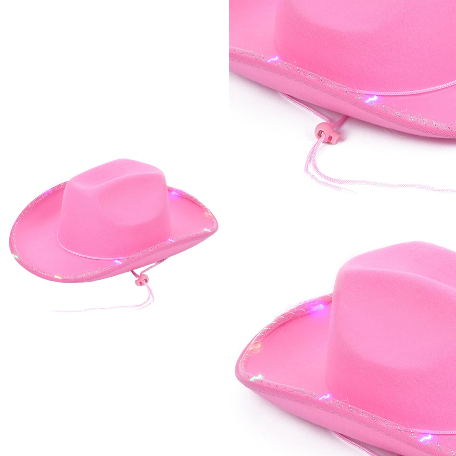 Dsgzkk Flashing Trim Panama Hat for Bachelorette Party Adult Unisex Wide Brims Light Up Hat Musical Festival Costume Black