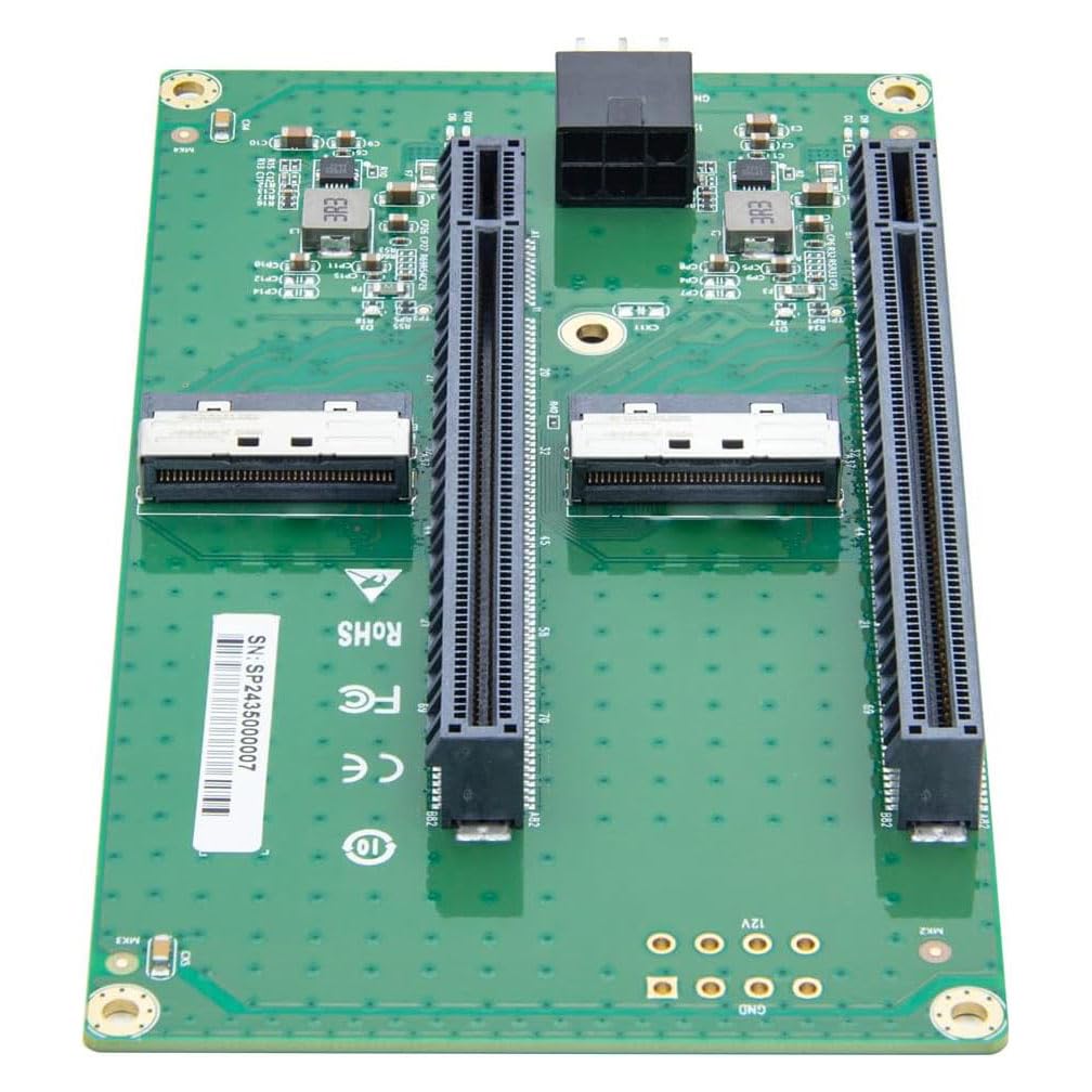 H!Fiber Adattatore da MCIO a 2 porte (74pin) da 8i a PCIe X16 femmina (X8 per ogni slot), Gen5 PCIe5.0