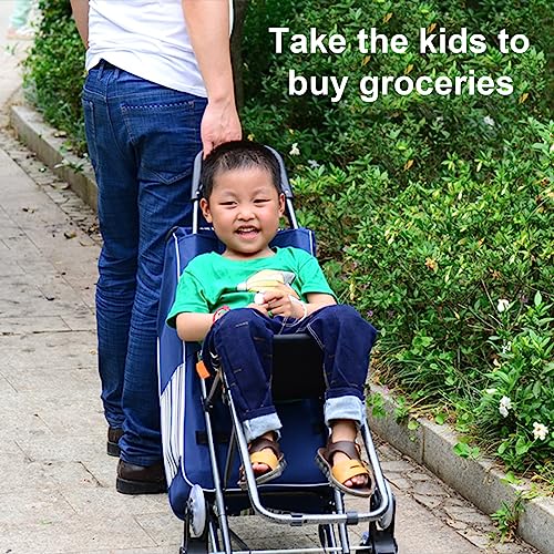 Einkaufswagen mit 6 Rädern und Sitz, 40 l, Treppensteigwagen für Lebensmittel, Reisen, Camping und Picknicks, vielseitiger blauer Einkaufstrolley – Bild 7