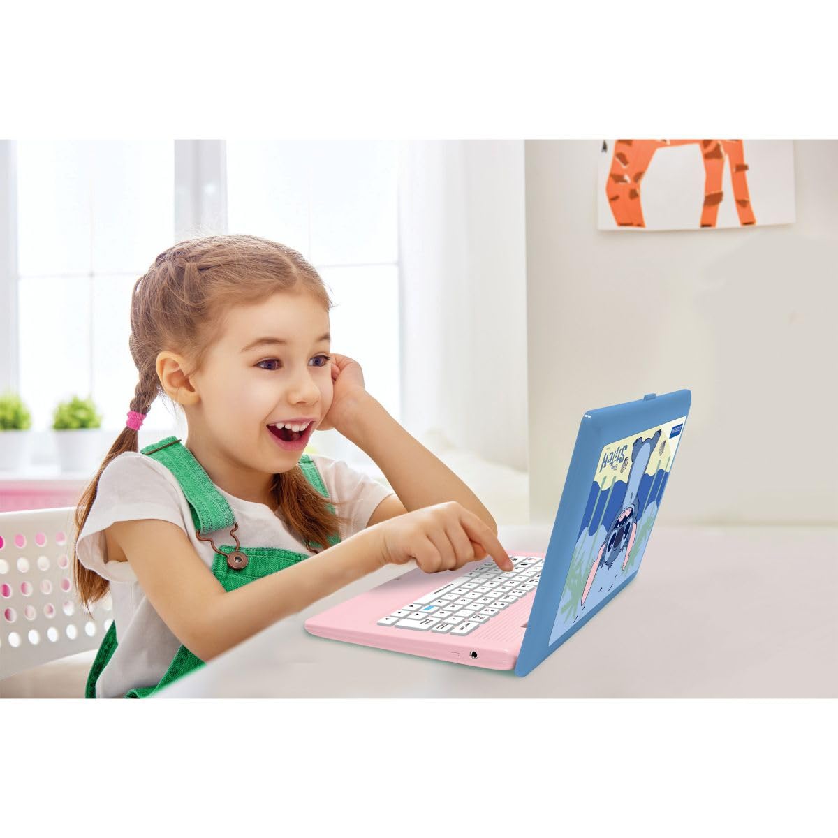 Lexibook, Disney Stitch Computer Educativo Bambino, JC601Di10 | Olandese/Francese, 164 attività, Matematica, giochi di logica, modalità musica, Grande schermo LCD