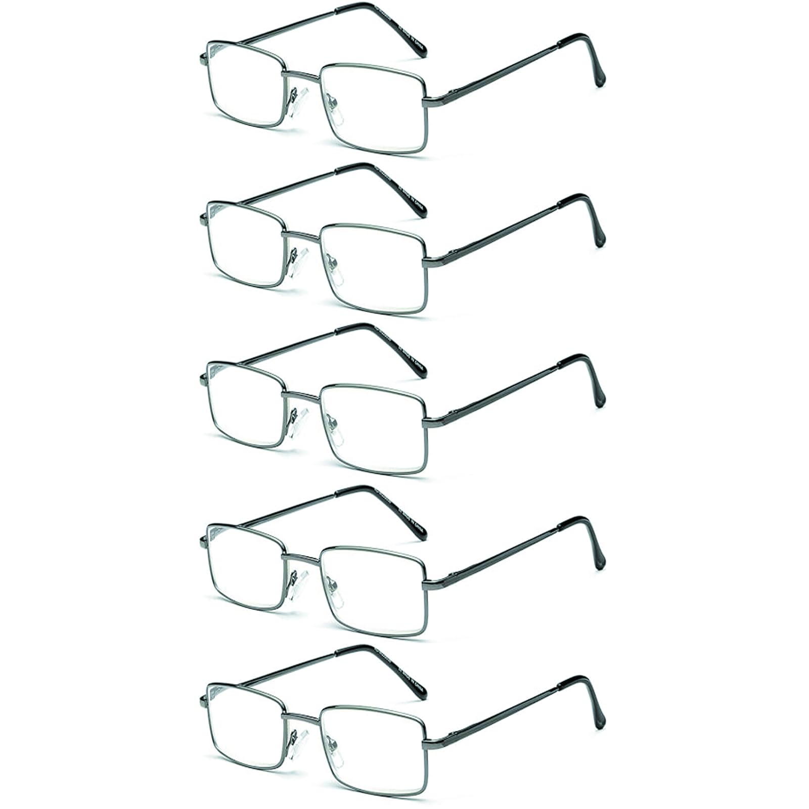 Hubeye 5 Pares Gafas de lectura de Metal para Mujeres y Hombres Ultraligeras Bisagras de resorte Anteojos de lectura Gafas anti luz azul 2.00