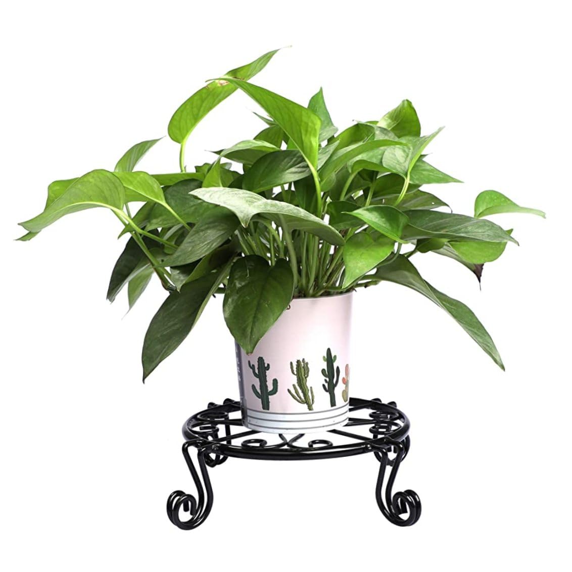 Hperu Black Plant Stand for Flower Pot, Heavy Duty Potted Holder Indoor Outdoor Metal Rustproof Iron Garden Container Round Supports Rack for Planter Bronze Pumpkin Stand Outdoor, Black