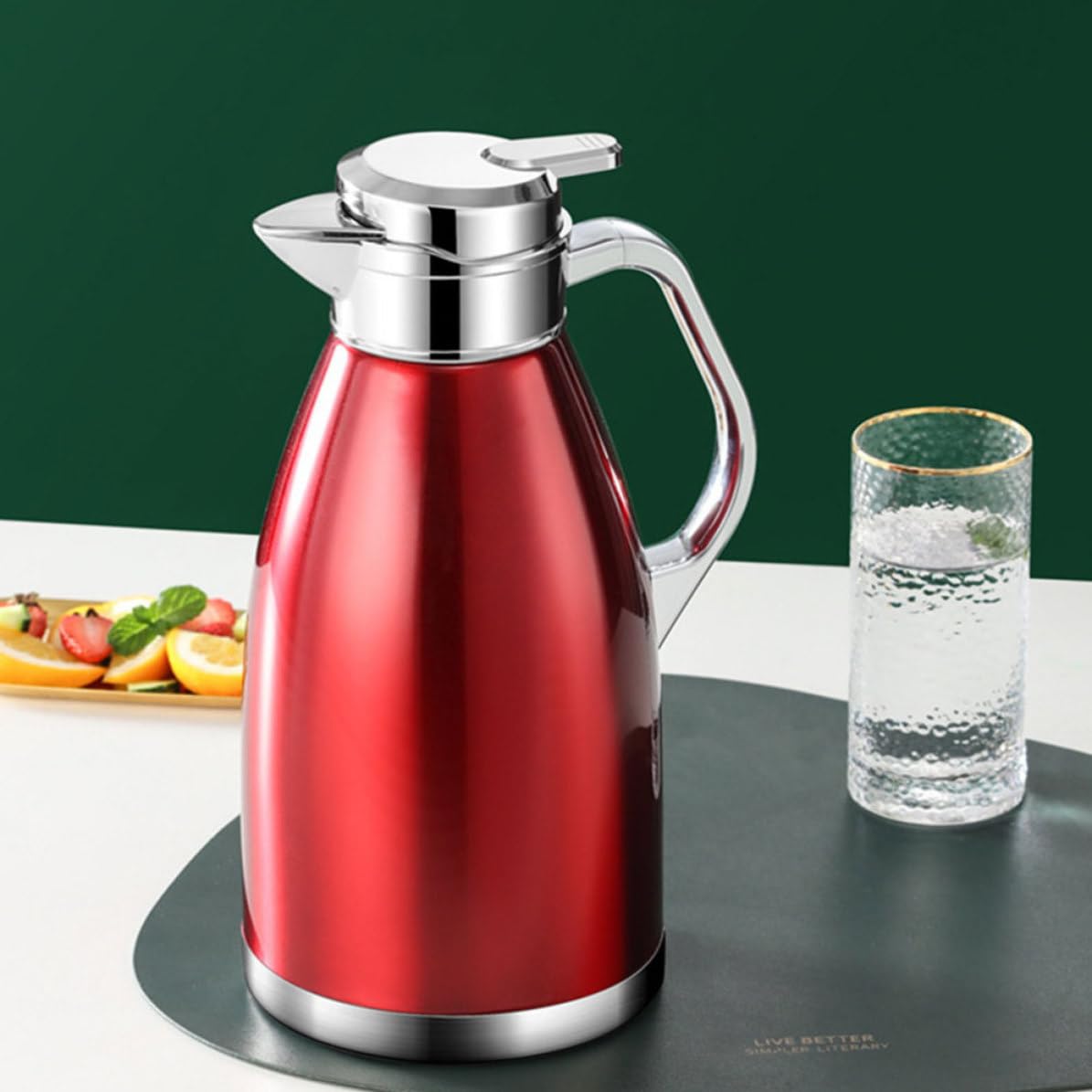 TOYANDONA Bouteille D'eau Isotherme et Grosse Capacité 2,3l en Acier Inoxydable Poignée, Double Paroi Isolante Facile à Utiliser pour Maison et Bureau