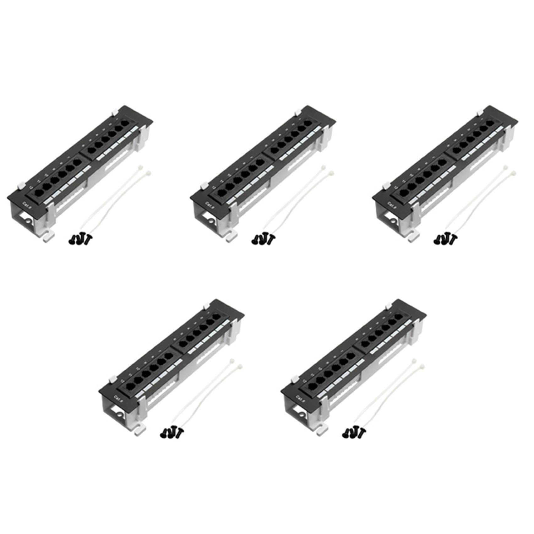 Kit d'outils réseau 5X 12 ports CAT6 panneau de brassage RJ45 réseau mural avec support mural de surface