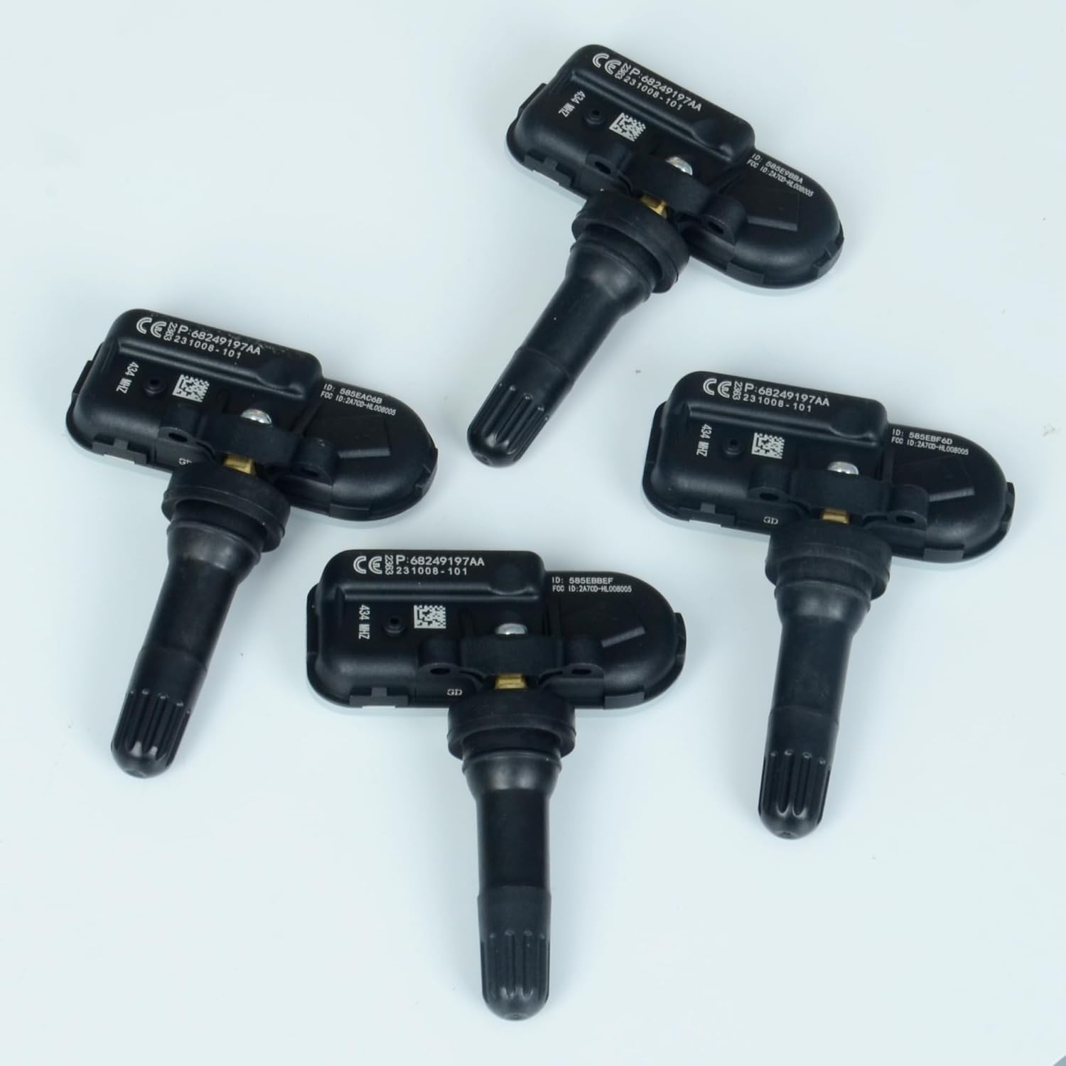 TPMS Sensor 68249197AA Compatible with Ram 1500 2500 3500 4500 5500, Jeep Cherokee, 434 Mhz Tire Pressure Sensors Replacement 4PCS Replaces OE 68239720AA