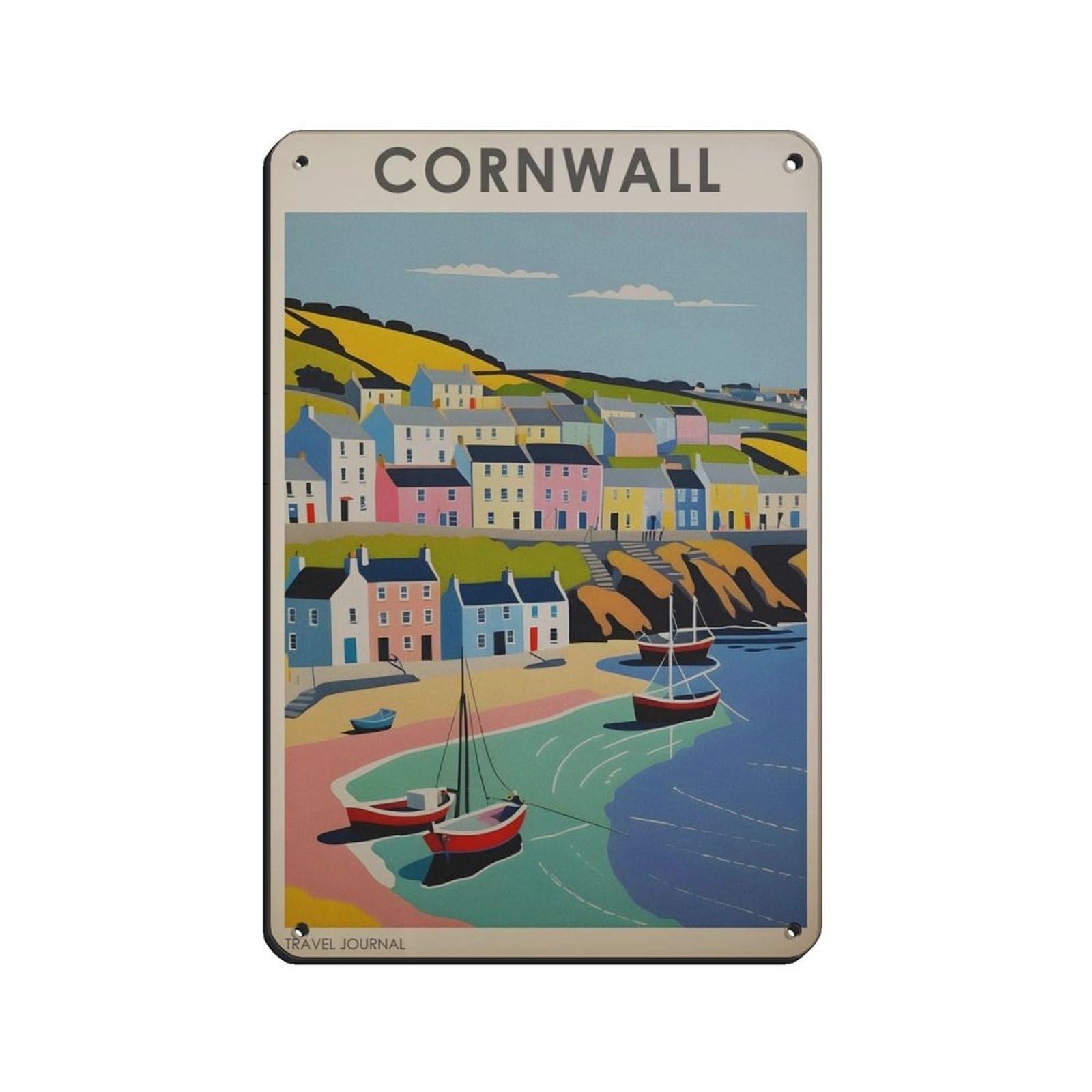 Cornwall Poster, Exhibition Poster Retro Poster Metal Tin Sign Chic Art Retro Iron Painting Bar People Cave Cafe Family Garage Poster Wall Decoration 8x12inch(20x30cm)